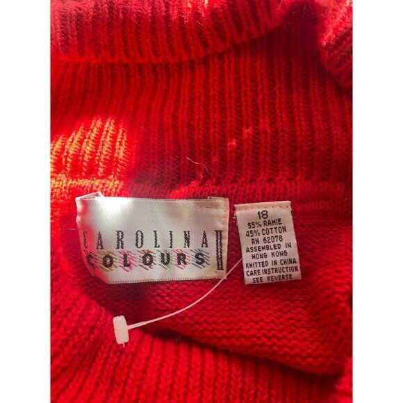 Red Beaded Snowflake Embellished Tunic Sweater Holiday Party - Picture 8 of 13